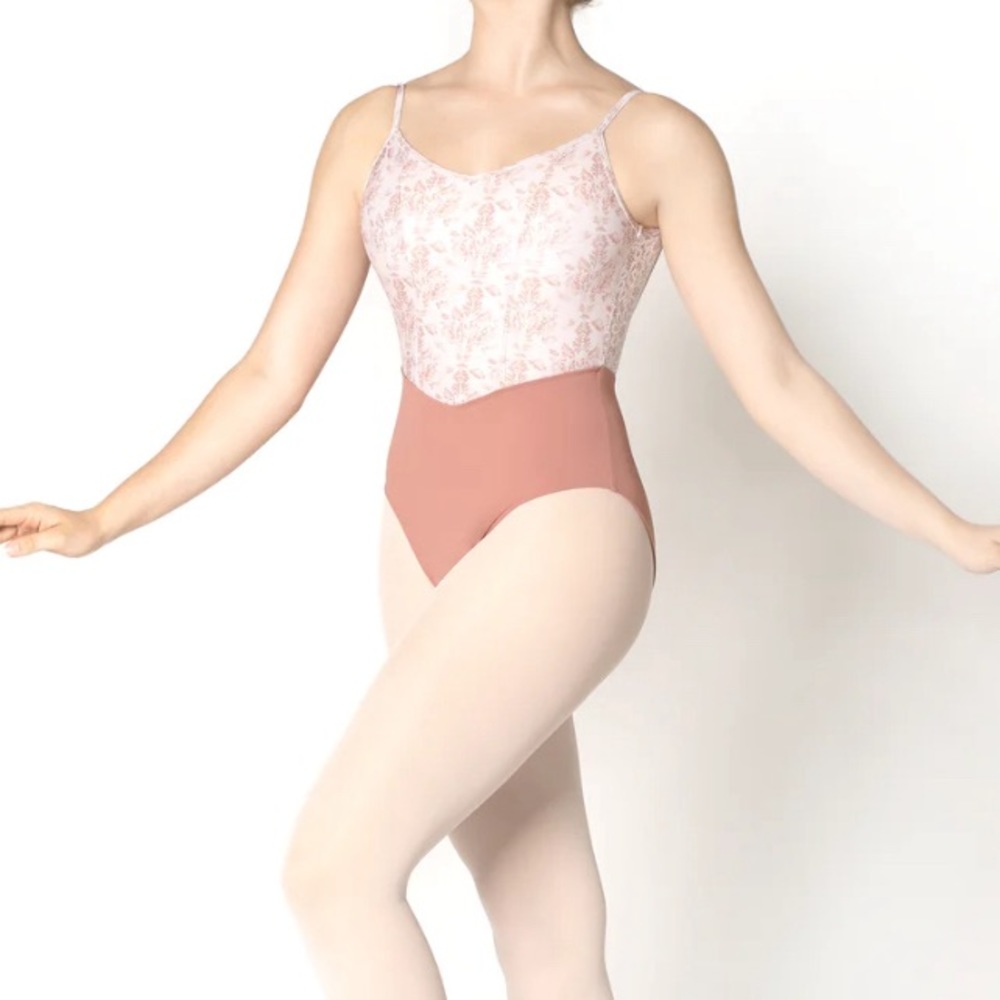 NWT Danse De Paris Camisole Lace Leotard in Capucine Print